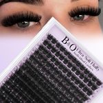 B&Q Fluffy Lash Clusters Thick 200D, Volume Eyelash Clusters 10-18mm, D Curl Cluster Eyelash Extensions, Supersoft Individual Lashes Wispy Cluster Lashes Dramatic Full Look Eyelash for Beginners（200D）