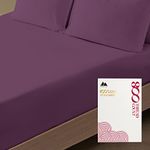 Premium Hotel Quality 1-Piece 100% Cotton Fitted Sheet, Luxury & Softest 800 Thread Count Egyptian Feel Sateen Weave Bottom Sheet, Deep Pocket up to 16 inch, Full Size, Plum