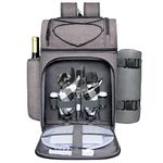 Hap Tim Picnic Basket Backpack for 2 Person with 2 Insulated Cooler Compartment, Wine Holder, Fleece Blanket, Cutlery Set,Perfect for Beach, Hiking, Camping, BBQs, Family or Wedding Gifts(36083G)