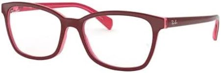 Ray-Ban RX5362 5777 52MM Fuxia/Pink/Fuxia Transparent Plastic Square Eyeglasses for Women + BUNDLE With Designer iWear Eyewear Kit