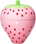 MONLIYA Kitchen Timer Cute Fruit Cookie Kitchen Timer | Novelty Manual Cooking Timer | Fun Shaped Mechanical Timer for Kitchen Alarm Home Desktop Decor Strawberry