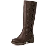 GLOBALWIN Women's Boots Back Lace Up Fall Winter Fashion Knee High Boots For Women, 22yy08 Brown, 4.5 UK