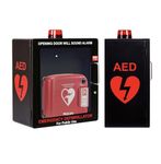AED Defibrillator Wall Mount Cabinet | Optional Alarm & Lock | Durable Steel Frame | Fits All Brands of AED's for Public Spaces or Home (Black)