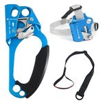 NewDoar UIAA & CE Certified Hand Ascender Rock Climbing Tree Arborist Rappelling Gear Equipment Rope Clamp for 8~13MM Rope-Set Right Blue