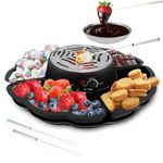 2 in 1 Electric Smores Maker,Chocolate Fondue Set Tabletop Indor,Flameless Family Marshmallow Roaster Kit for Date Night,Movie Night,Housewarming Gift,Overheat Protection,With Food & Baking Tray,Forks