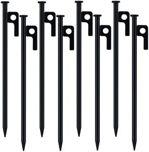 NIOSAVM Heavy Duty Tent Stakes 8-Pack - Carbon Steel Rust-Proof Camping Pegs with Protective Caps, Storm-Proof for Beach, Mountain & Tarp Anchoring