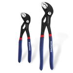 WORKPRO 2 Piece Groove Joint Pliers Set, 7 & 10-Inch Fast Adjustable Water Pump Pliers, V-Jaw Tongue and Groove Pliers in CRV Steel