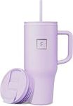 IRON °FLASK Co-Pilot 32 oz Insulated Tumbler w/Straw & Flip Cap Lids - Cup Holder Bottle for Hot, Cold Drink - Leak-Proof- Water, Coffee Portable Travel Mug - Mothers Day Gifts - Lavender