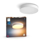 Philips Hue Enrave Medium Ceiling Lamp, White - White Ambiance Warm-to-Cool White Smart LED Light - 1 Pack - Control with Hue App - Compatible with Alexa, Google Assistant, and Apple Homekit