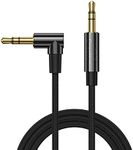 CableCreation 3.5mm Audio Cable 1.5FT/0.45M, 3.5mm Right Angle Male to Male Auxiliary Cable with Silver-Plating Copper Core for Car Stereos, iPhones, Tablets, PS4 Headset, Echo-Dot, 24K Gold Plated