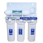 PureMyst 4 Stage Gravity Base Non Electrical Water Purifier With Active Carbon Cartridge Without RO Filter White