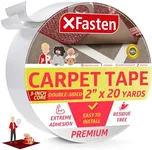 XFasten Carpet Tape Double Sided - Heavy Duty 2” x 20 yds Gentle on Surface Double Sided Carpet Tape for Area Rugs Over Carpet for Hardwood Floors, Corner Rug Tape for Carpet to Carpet