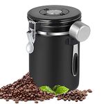 Airtight Coffee Canister,22oz Food Storage Container, 1.8L Stainless Steel Coffee Storage Jar with Date Tracker and Measuring Scoop for Coffee Beans, Grounds, Sugar and Flour