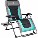 EVER ADVANCED Oversize XL Zero Gravity Recliner Padded Patio Lounger Chair with Adjustable Headrest Support 350lbs, Green (Steel frame)