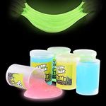 Kicko Glow in The Dark Slime Kit - 6-Pack Slime Toy for Kids in 4.5-Inch Can - Glowing Neon Colors in Green, Blue, Orange, Yellow - Fun Kid Slime as Party Favors, Goody Bag Fillers, or Birthday Gifts