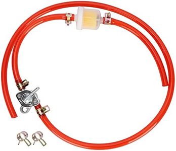 Inline Fuel Petcock Gasoline Filter Tubing Set with Clamps for 50cc 70cc 110cc 125cc 150cc 250cc Baja BA150 ATV 4 Wheeler Gas Scooter Mini Bike Dirt Bike Go Kart Red