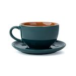 Shay Large Ceramic Coffee Cup Saucer Set, Teal Green, 320ml | Cappuccino Cup | Glossy Finish | Premium Porcelain | Microwave Safe (XL Cup Saucer - Teal Green)