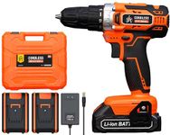 Jpt Pro Plus Series 21V Cordless Drill Machine|Max 48Nm Torque|2000Rpm Speed|10Mm Keyless Chuck|18+1 Clutch|Led Light|2.0Ah Li-Ion Battery|Fast Charger|One Year Motor Warranty - Orange