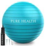 Exercise Fitness Swiss Yoga Ball - Anti Burst Extra thick with Hand Pump for Home Gym -Birthing Ball for Yoga, Pilates, Fitness, Pregnancy & Labour (S (48-55 cm), Teal)