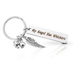 TIESOME Cat Memorial Gift Keychain, Loss of Pet Key Chain Pet Loss Sympathy Gifts My Angel Has Whiskers Jewelry Gift Loss of Cat Gift for Cat Pet Lover Women Men