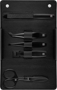 ZWILLING Premium Black Edition 5 Piece Manicure Set Travel Face and Beard Hair with Nail Clippers and Beard Scissors