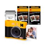 KODAK Mini Shot 3 ERA 4PASS 2-in-1 Instant Camera and Photo Printer (3x3) (Camera + 68 Sheets (8 Initial Sheets + 60 Sheets Pack), Yellow)