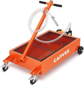 Waste Oil Drain Pan with 12V Pump, 20 Gallon Low Profile Electric Oil Drain Change Pan with 8.2 Ft Hose & Folding Handle, Rolling Oil Drain Cart for Truck, RVs, Buses