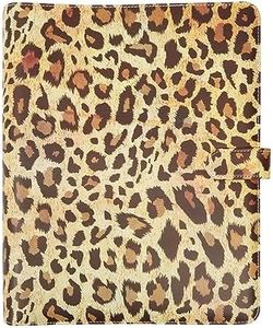 Paper Junkie Leopard 3 Ring PU Leather Portfolio Binder, Interview Resume Folder, Business Legal Docurment Pad Organizer for Women (13 x 10.5 x 1.8 in)