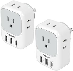 Australia Plug Adapter, TESSAN Australian Power Adaptor with 4 Outlets 3 USB Charging Ports (1 USB C), Type I Travel Plug for US to Australian New Zealand China Argentina Fiji AU, 2 Pack