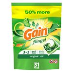 Gain flings Laundry Detergent Soap Pacs, HE Compatible, 31 Count, Long Lasting Scent, Original Scent