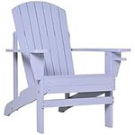 Outsunny Classic Adirondack Chair Muskoka Chair, Garden Deck Chair with Cup Holder for Patio, Indoor, Backyard, Grey