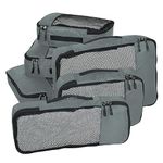 FATMUG Polyester Packing Cubes Travel Bag Organiser Set Of 6 (1 Large, 2 Medium, 2 Small And 1 Slim) -Grey