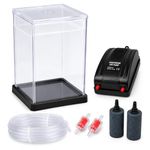 Aquarium Starter Combo Kit with Transparent Fish Tank, Air Pump, Air Tube, Air Stone and Check Valve, for Betta Fish, Goldfish, Home and Office