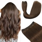 Sew in Hair Extensions Human Hair, Weft Hair Extensions Medium Brown Color Hair Bundles Human Hair 14 Inch 80g Hair Weft Extensions Sew in Hair Extensions (W4-14)