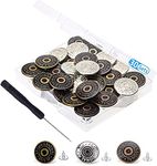 30 Sets Jean Replacement Buttons 17mm Jean Buttons Button for Jeans in Storage Box (Bronze,Silver,Copper)