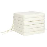 Outsunny Set of 6 Garden Chair Cushions with Ties, 42 x 42cm Outdoor Seat Pads for Dining Chairs, Cream White