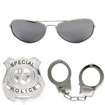 Cherry-on-Top Police Fancy Dress Sunglasses Badge and Handcuffs