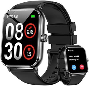 Smart Watch for Men Women, 1.85" HD Fitness Tracker with Bluetooth Calls, 24/7 Heart Rate/Sleep Monitor, 130+ Sport Modes, 5 ATM Waterproof, Pedometer, Calories, Smartwatch for Android iOS (Black)