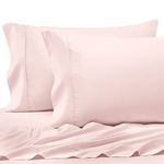 Pizuna Cotton Pillow Cases Queen Size 2 Pack Light Pink, 400 Thread Count 100% Long Staple Combed Cotton Sateen Weave Pillowcase with Stylish 10 cm Hem (100% Cotton Queen Pillow Covers Light Pink)