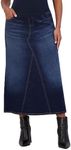 Savi Parker Denim Maternity Maxi Skirt with Pockets – A Line Maternity Jeans Over The Belly Long Pregnancy Denim Skirt, Zoe Wash, Small