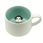 NOSCOMP 3D Animal Cup Coffee Mug Comes With A Cute Inside Creative Morning Mug Animal Cup For Hot And Cold Tea Milk Coffee Perfect For Kids Decorations Best Office Cup(Monkey)(Ceramic)400 ML