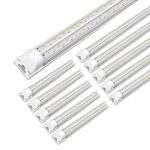 VShape 10 Pack 8FT LED Shop Light, 100W 13000LM 6000K, Super Bright White, T8 LED Tube Light, No RF & FM Interference Linkable Shop Light, 8 Foot LED Shop Lights for Garage, Shop