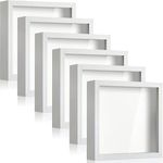 6 Pieces Shadow Box Picture Frame Square Shadow Boxes Display Cases for Sports Memorabilia Baby Items Wedding Memories Crafts Pins Awards Medals Tickets and Photos (8 x 8 Inch, White)