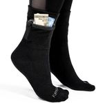 Flippysox Zipper Sock Wallet - Cotton & Polyester Zipper Socks with Pockets - Fits shoe size 6-13 (Black)