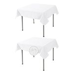 Fokitut 2 Pack Waterproof Square Tablecloth, 52x52 Inch, Stain Resistant and Wrinkle Polyester Table Cloth, Fabric Table Cover for Kitchen Dining, Wedding, Party, Holiday Dinner-White