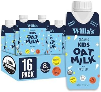 Willa's Organic Kid's Oat Milk with 8g Protein & 240g Calcium, Plant-Based Milk for Kids, Dairy-Free, Low Sugar, 2g Fiber – 8.25 oz, 16 Pack