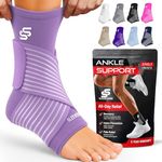 Sleeve Stars Ankle Brace for Women & Men, Ankle Wrap for Sprain, Compression Sleeve for Plantar Fasciitis Relief, Easy Customizable Support: w/Removable Strap (Single/M:10"-12"/Light Purple)