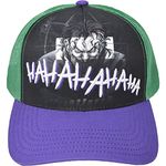 Concept One DC Comics The Joker Laughing 3D Cotton Adjustable Snapback Trucker Hat, Green and Purple, One Size