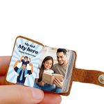 Flashing Click Customizable Leather Mini Photo Album Keychain - with 12 to 24 Photos - Gift Idea for Father's Day, Birthdays, Anniversaries, or Special Moments