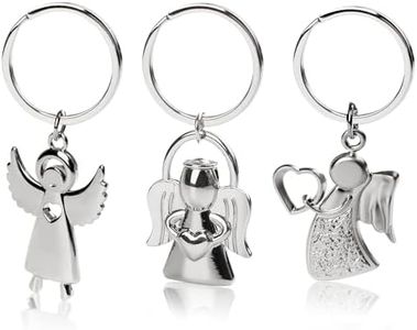 Porte Clé Ange Gardien 3pcs, Fort Ange Pendentif Keychain Argent Métal Keychain pour les Femmes Male Friend Car Driver
